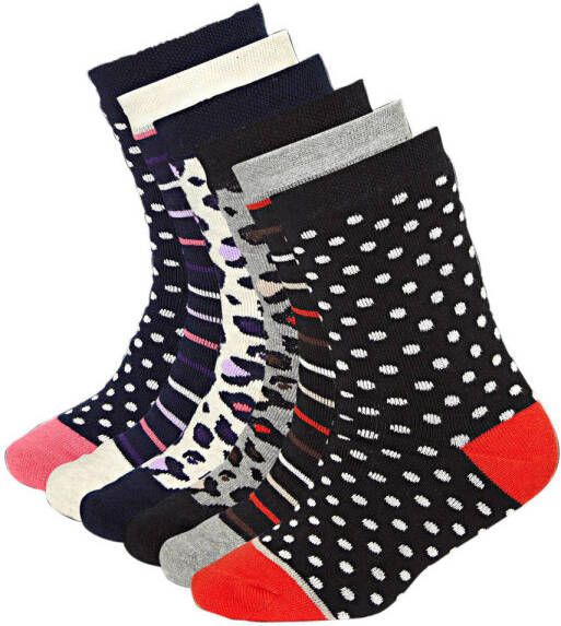 Apollo sokken met all-over print set van 6 roze rood