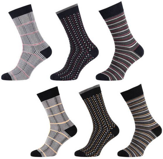 Apollo sokken met all-over print set van 6 zwart
