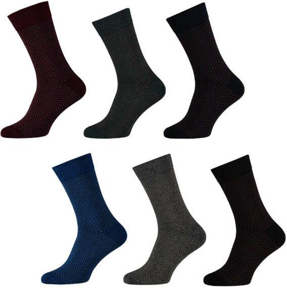 Apollo sokken met stippen set van 6 zwart