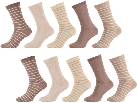 Apollo sokken met strepen set van 10 beige