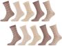 Apollo sokken met strepen set van 10 beige - Thumbnail 1