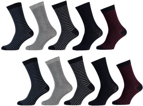 Apollo sokken met strepen set van 10 donkerblauw