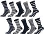 Apollo sokken met strepen set van 10 donkerblauw - Thumbnail 1