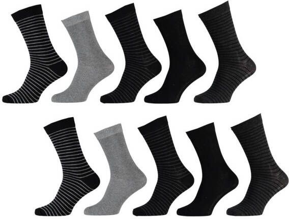 Apollo sokken met strepen set van 10 zwart
