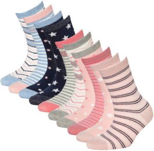 Apollo sokken set van 10 blauw roze