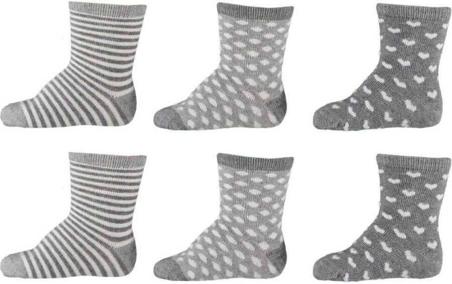 Apollo sokken set van 6 grijs wit Multi Meisjes Stretchkatoen All over print 56-68