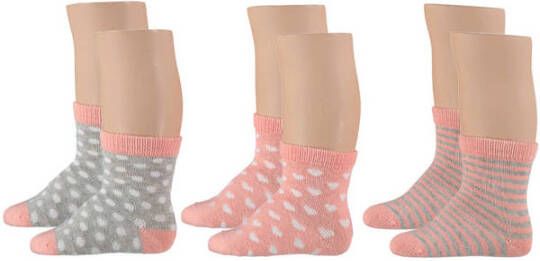 Apollo sokken set van 6 roze grijs Meisjes Stretchkatoen All over print 74-86