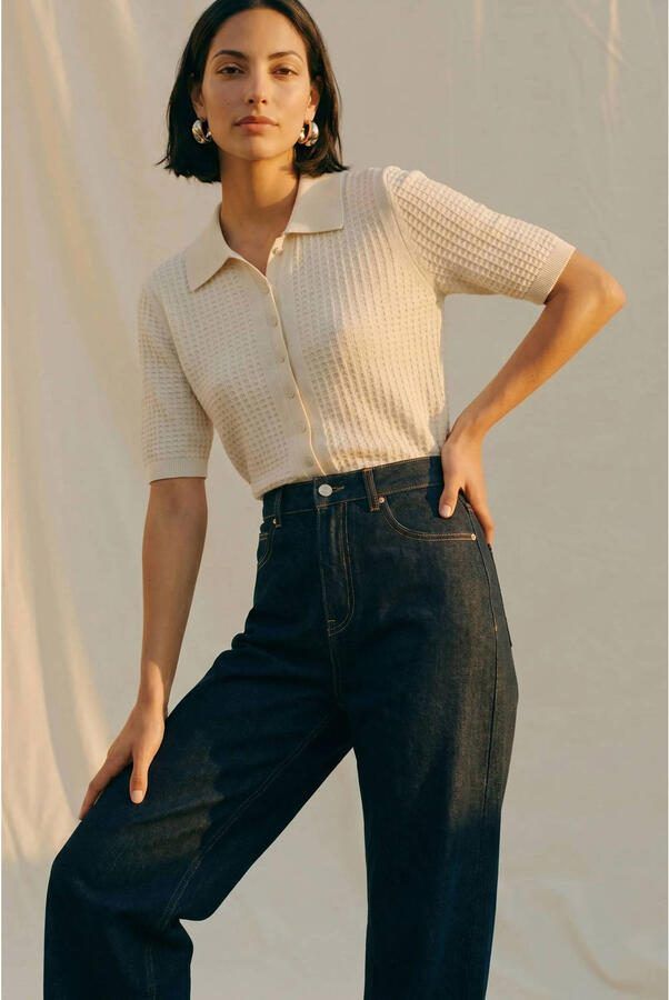 AWARE AWEVELINE high waist barrel jeans donkerblauw - Foto 3