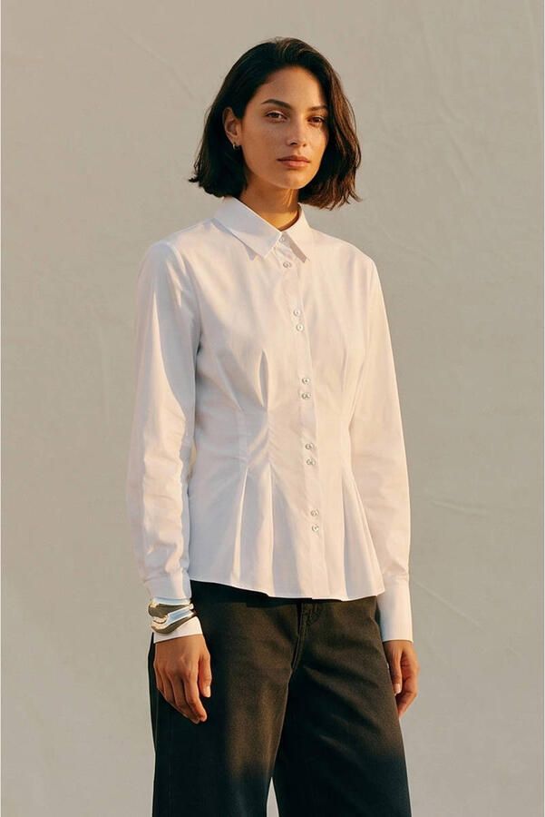 AWARE blouse met plooien wit