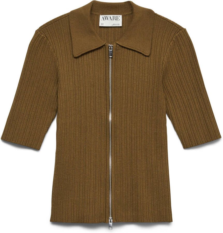 AWARE gebreid vest bruin