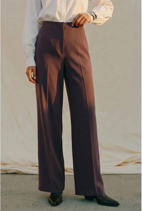 AWARE high waist wide leg pantalon aubergine