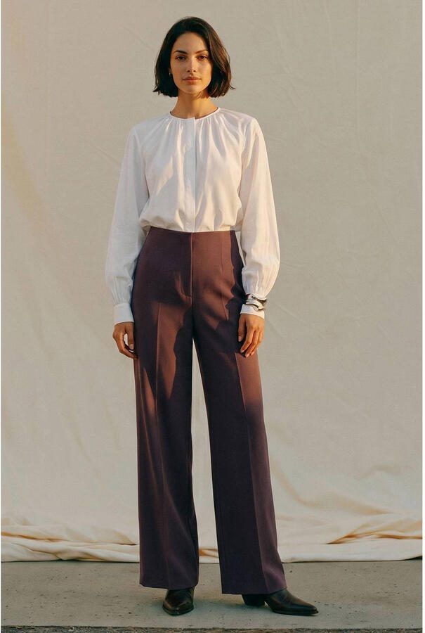 AWARE high waist wide leg pantalon aubergine - Foto 2
