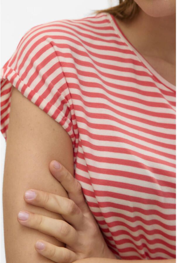 Vero Moda Shirt met ronde hals VMAVA PLAIN SS TOP STRIPE GA JRS NOOS