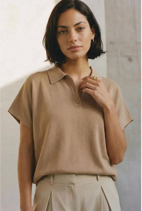 AWARE top gebreid taupe