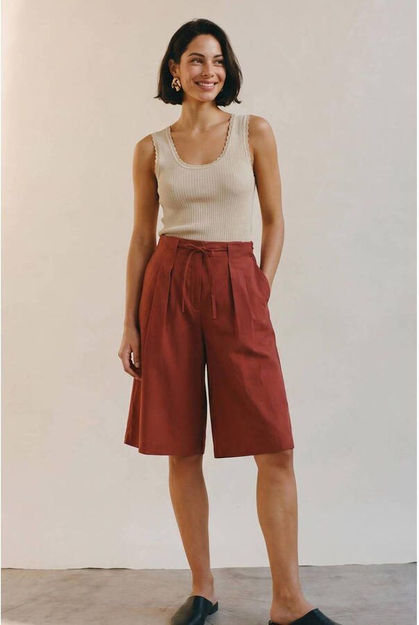 AWARE wide leg fit bermuda short roodbruin - Foto 2