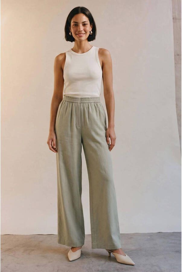 AWARE wide leg high waist casual broek lichtgroen - Foto 2