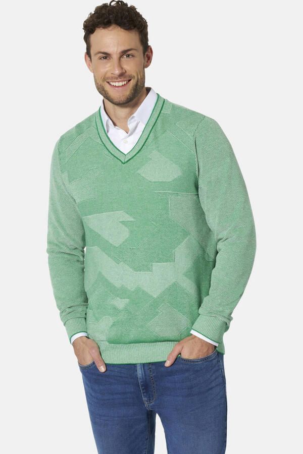 Babista DANDORO katoenen regular fit gebreide trui Plus Size groen