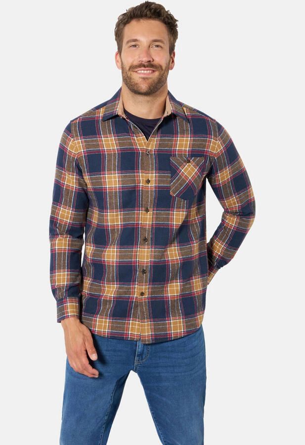 Babista flanel regular fit geruit overhemd +FIT Collectie Plus Size donkerblauw
