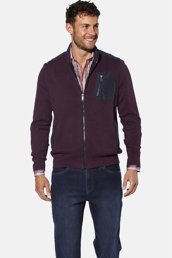 Babista fleecevest met contrast bies Plus Size donkerrood