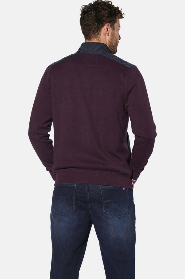 Babista fleecevest met contrast bies Plus Size donkerrood - Foto 2
