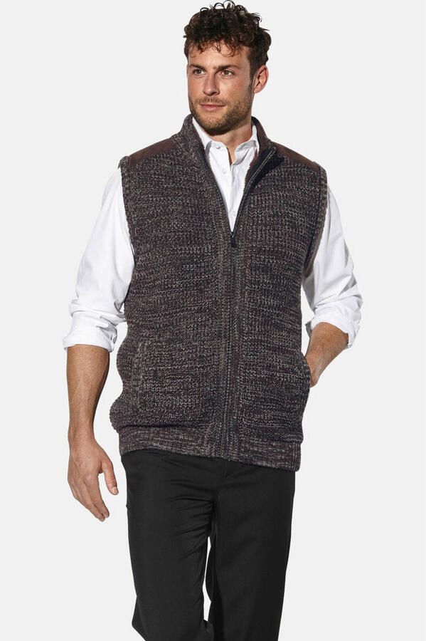 Babista gebreid gemêleerd vest Plus Size met wol donkerbruin