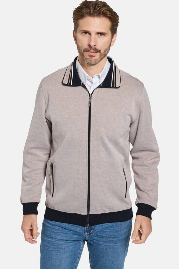 Babista gemêleerd sweatvest met geribde boorden Plus Size beige