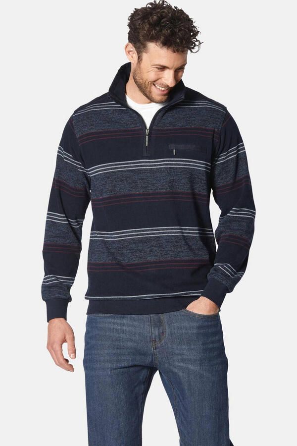 Babista katoenen regular fit gestreepte trui Plus Size blauw