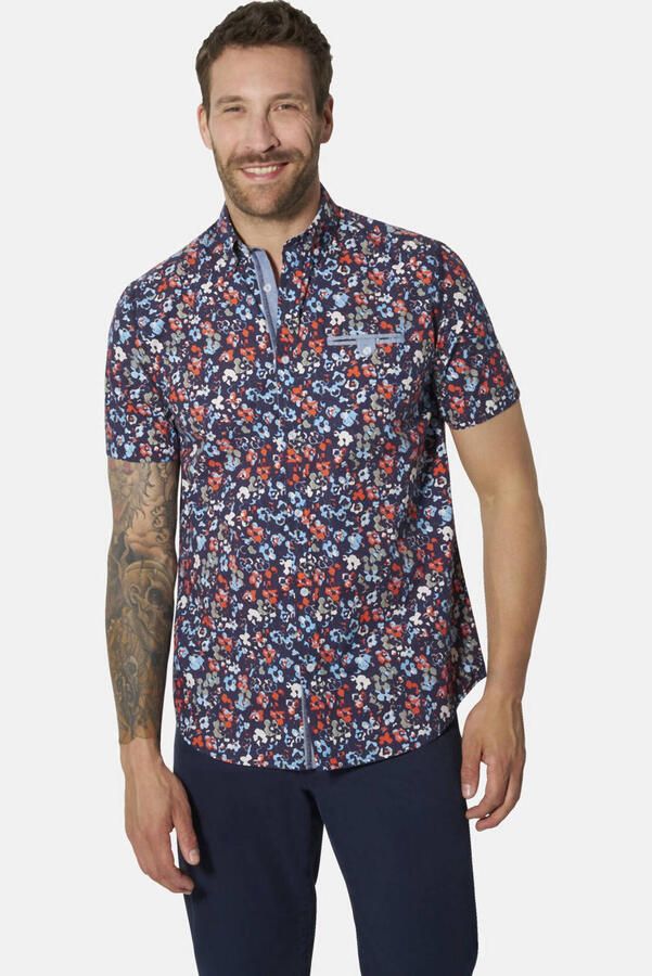 Babista regular fit gebloemd overhemd Plus Size donkerblauw