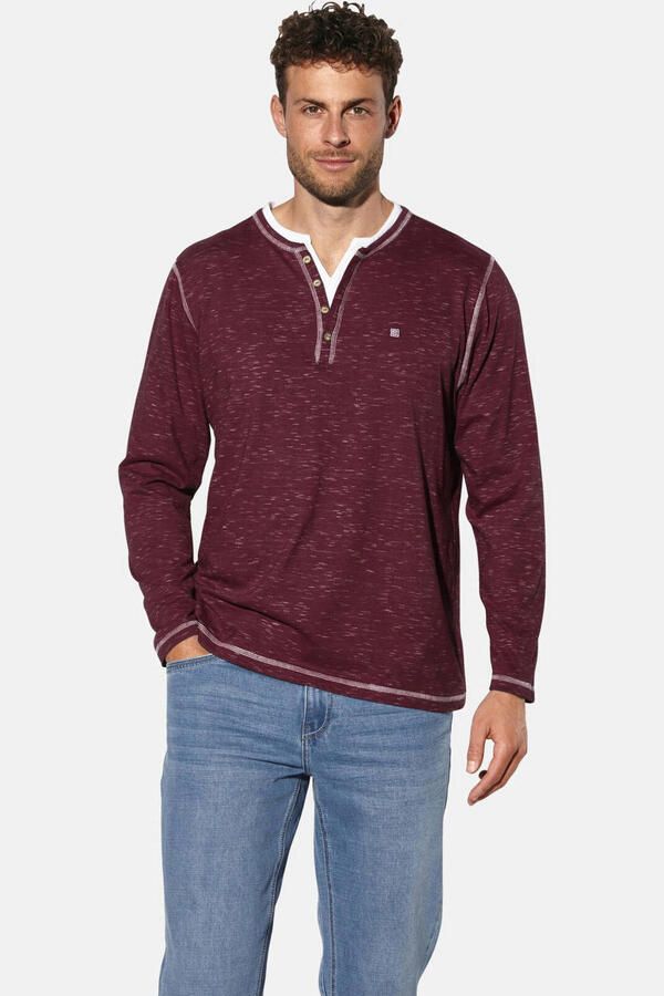 Babista regular fit gemêleerde longsleeve Plus Size donkerrood