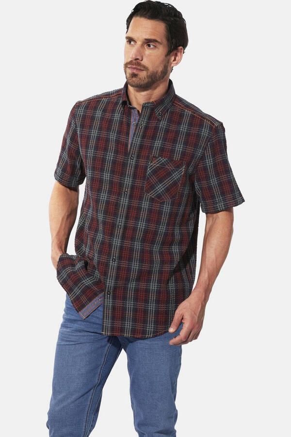 Babista regular fit geruit seersucker overhemd Plus Size donkerblauw - Foto 2