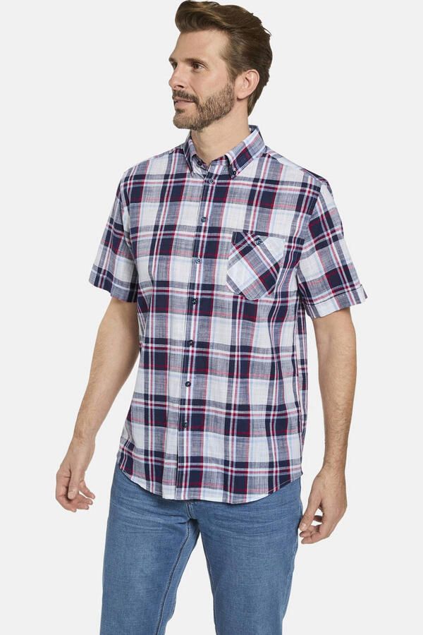 Babista regular fit gestreept overhemd Plus Size donkerblauw