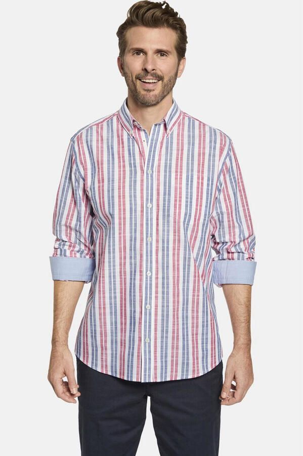 Babista regular fit gestreept overhemd Plus Size rood