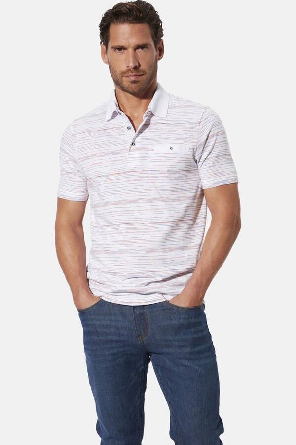 Babista regular fit gestreepte polo Plus Size +FIT Collectie wit