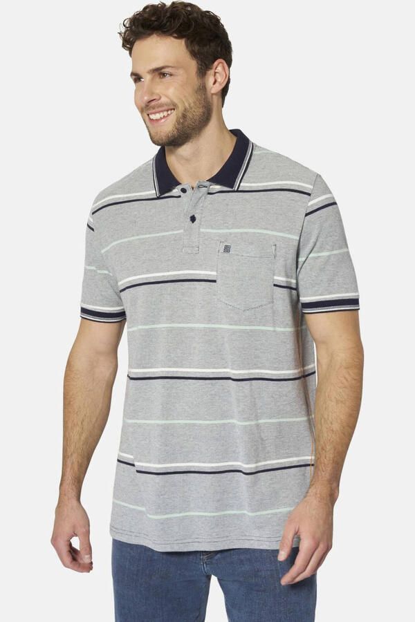 Babista regular fit gestreepte polo Plus Size grijs