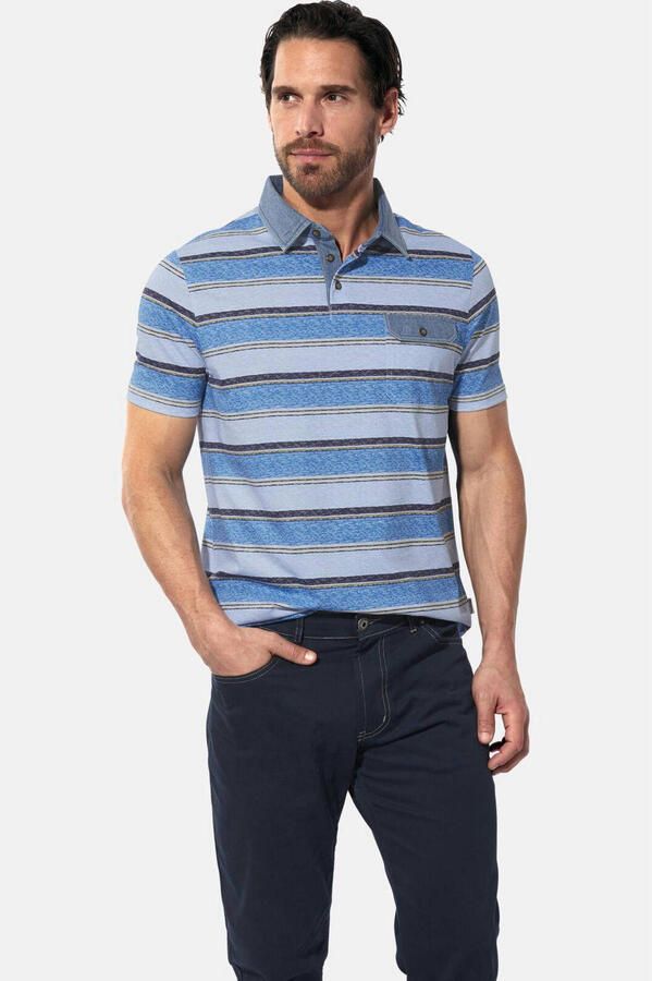 Babista regular fit gestreepte polo Plus Size lichtblauw