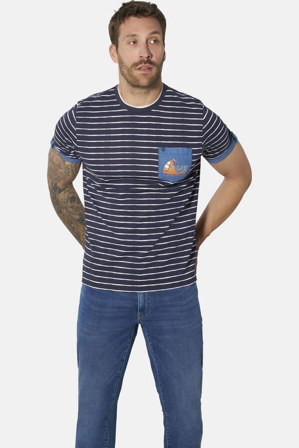 Babista regular fit gestreepte T-shirt Plus Size donkerblauw