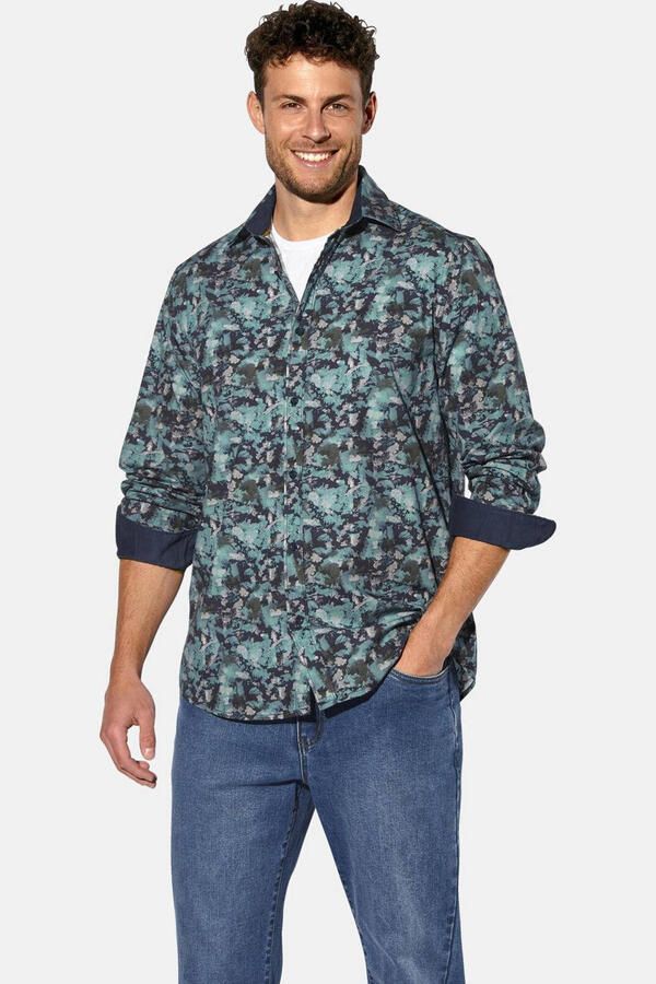 Babista regular fit overhemd Plus Size met print donkerblauw