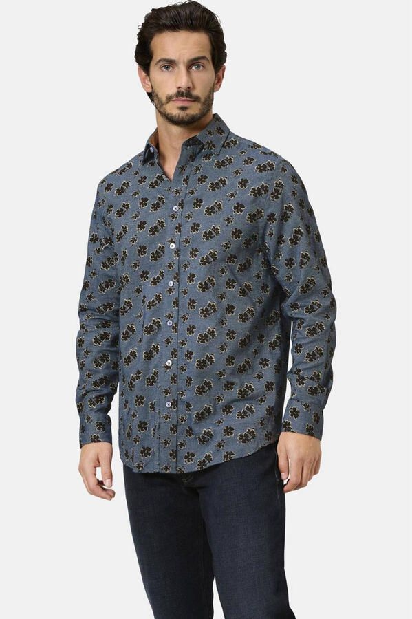 Babista regular fit overhemd Plus Size met print grijsblauw