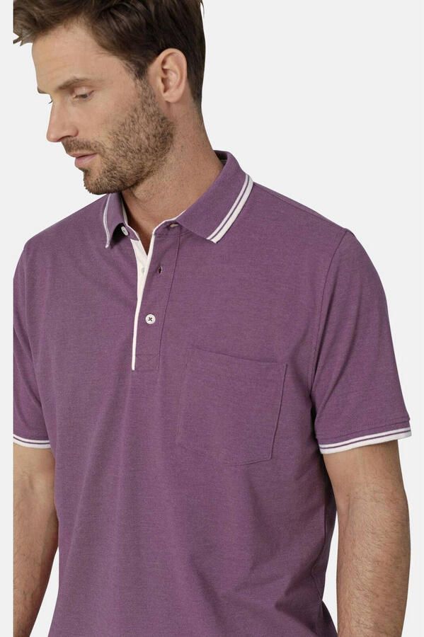 Babista regular fit polo met contrast bies Plus Size lila - Foto 3