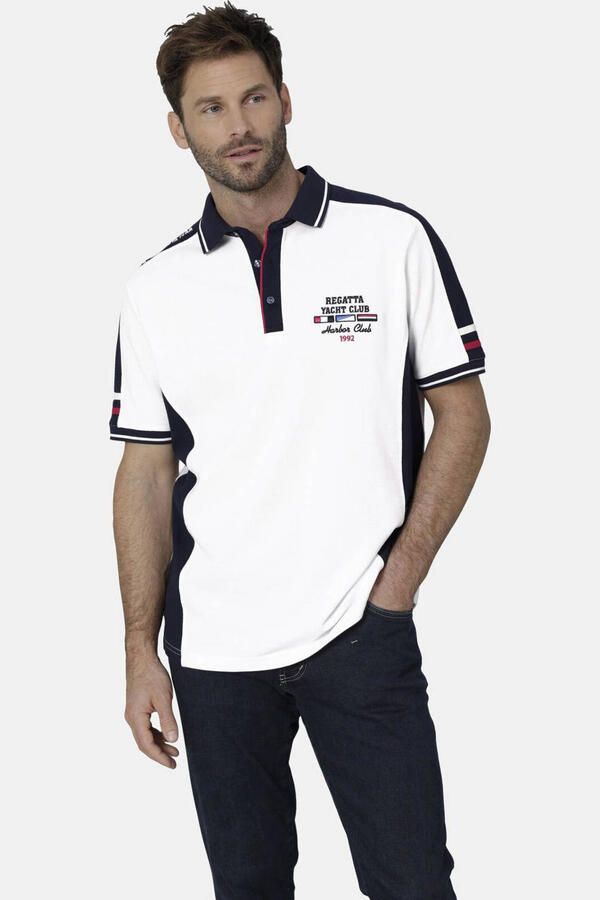 Babista regular fit polo met contrast bies Plus Size wit