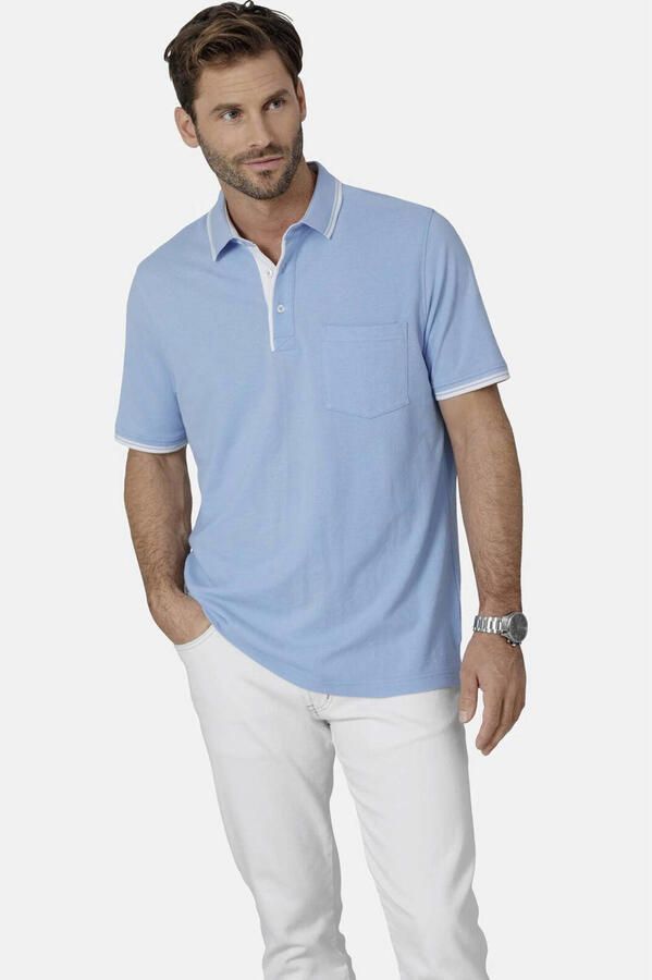Babista regular fit polo met contrastbies Plus Size lichtblauw
