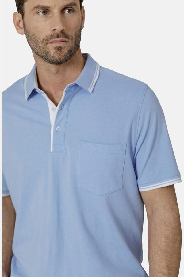 Babista regular fit polo met contrastbies Plus Size lichtblauw - Foto 2