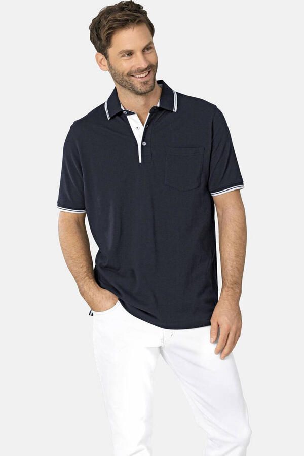 Babista regular fit polo Plus Size met contrast bies donkerblauw