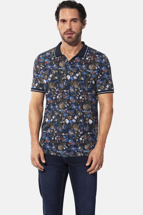Babista VELENTO regular fit gebloemde polo Plus Size donkerblauw