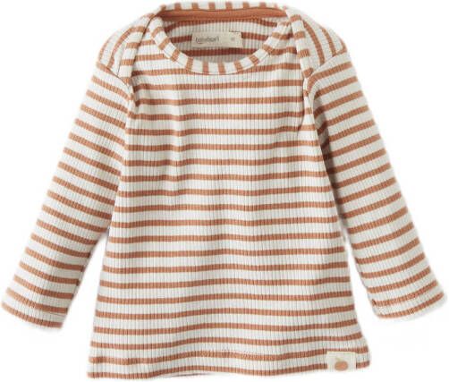 Babyface baby gestreepte longsleeve terra ecru Oranje Katoen Ronde hals 74
