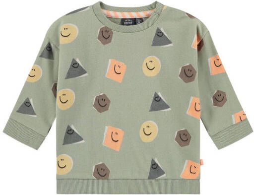 Babyface newborn baby sweater met all over print groen