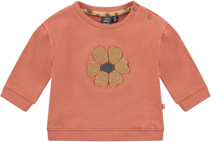 Babyface baby sweater met printopdruk en 3D applicatie bruinroze Printopdruk 68