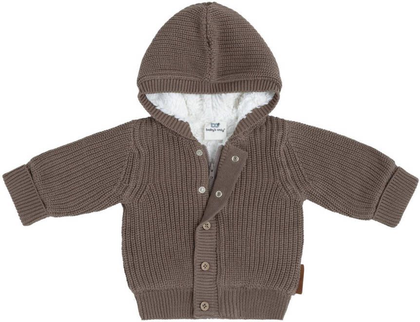 Baby's Only gebreide baby teddyjas Soul van katoen mokka Bruin Effen 68