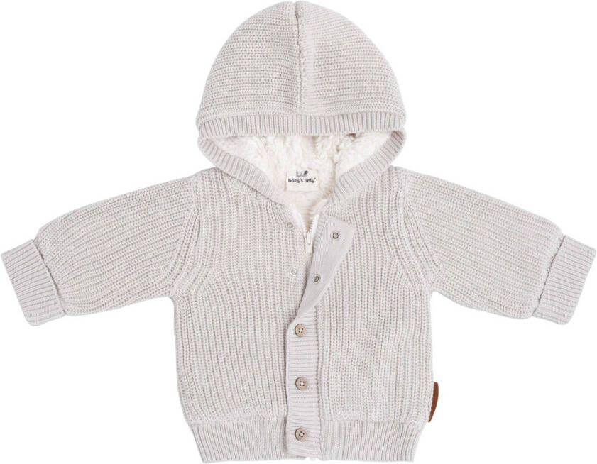 Baby's Only gebreide baby teddyjas Soul van katoen warm linnen Ecru Effen 56
