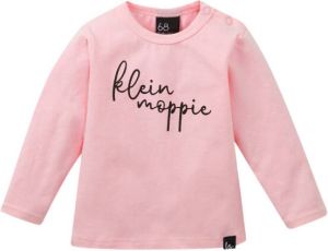 Babystyling baby basic longsleeve Klein moppie met tekst roze